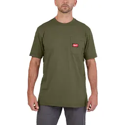 Футболка MILWAUKEE WTSSGN-XL, з кишенею та коротким рукавом, зелена, (розмір XL) - мініатюра 2
