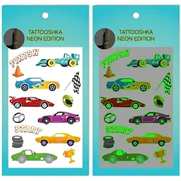 Тату тимчасове Гонки неонові Tattooshka L-76 Різнокольоровий shop (4825800010709)