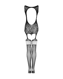Бодістокінг Obsessive Bodystocking F236 глибоке декольте імітація шнурівки S/M/L - мініатюра 6