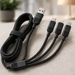 Кабель 3 в 1 для заряджання USB з роз'ємами Type-C, Lightning та Micro USB / Кабель швидка зарядка до 6A 26X-202