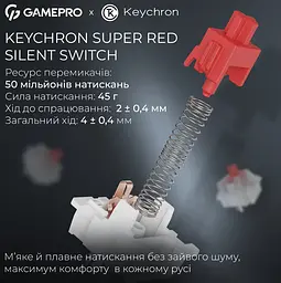 Механічна ігрова клавіатура GamePro MK-305-BK Asgard Drakkar Keychron Super Red Switch Bluetooth 5.2/2.4 ГГц/USB Black - мініатюра 6