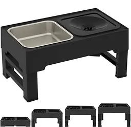 Миска для собак ELS PET 2 х 1,6 л двойная на подставке с регулируемой высотой, нержавейка с плавающим блюдцем