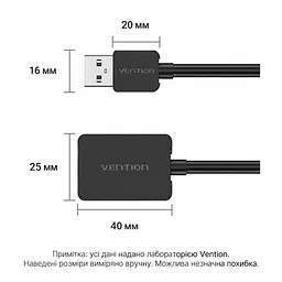 Зовнішня звукова карта Vention аудіоадаптер з підключенням USB-A з окремими гніздами 3,5 мм для навушників і мікрофона Plug & Play чорна (CDYB0) - мініатюра 4
