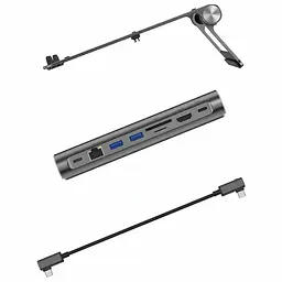 Підставка для ноутбуку + HUB WIWU 8 in 1 A821CH Grey - мініатюра 2