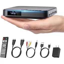 Міні-DVD-плеєр DESOBRY - компактний HD 1080p-плеєр для телевізорів з HDMI, безкоштовно для всіх регіонів, CD/DVD, USB/TF, пульт