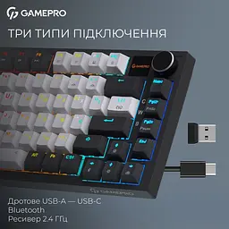 Клавіатура бездротова GamePro Asgard Valhalla Pro 75% Wireless/Bluetooth/USB White with display (MK160W-D-Pro) - мініатюра 6