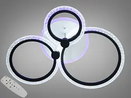 Люстра стельова LED Diasha A8180/3BK, 55W, 3200K-6500K, чорний метал, акрил, сучасний стиль для дому