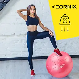 М'яч для фітнесу (фітбол) Cornix 65 см напівмасажний Anti-Burst Pink XR-0477 - мініатюра 5