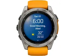 Спортивний годинник Garmin Fenix 8 51mm AMOLED Sapphire Titanium w. Spark Orange/Graphite Silicone Band (010-02905-10/11) - мініатюра 8