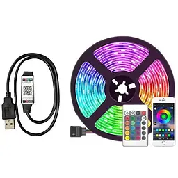 Світлодіодна стрічка LED керуванням з телефону Solar 5 м RGB з bluetooth 20 режимів світіння - мініатюра 4