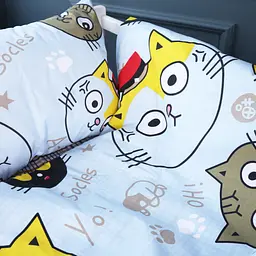 Комплект постільної білизни MirSon Бязь 18-0007 Cool Cat 110х140 бежевий (2200010262407) - мініатюра 2