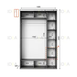 Шафа-купе Idea серія 1 150 x 60 x 240 см Венге темний Дзеркало - мініатюра 2