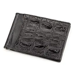 Затискачач з натуральної шкіри крокодила чорний CROCODILE LEATHER 18169 - мініатюра 1