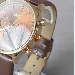 Чоловічий класичний годинник Skmei 9117 Gold Brown - мініатюра 6
