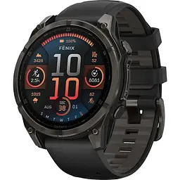 Спортивний годинник Garmin Fenix 8 47mm AMOLED Sapphire Carbon Gray DLC Titanium w. Black/Pebble Gray S. Band (010-02904-20/21)