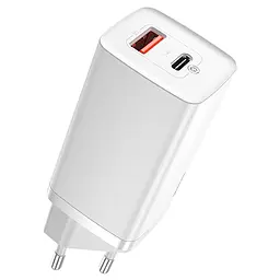 Мережевий зарядний пристрій Baseus GaN Lite 1USB + 1Type-C 65W CCGAN2L-B02 White