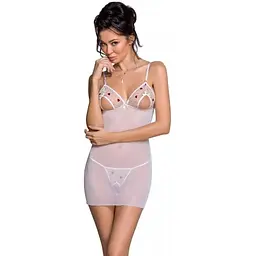 Сорочка з вирізами на грудях + стрінги LOVELIA CHEMISE white - Passion 2XL/3XL