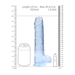 Фалоімітатор RealRock Crystal Clear 9", 25 см (блакитний) - мініатюра 2