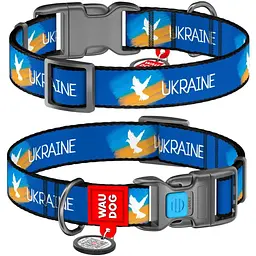 Нашийник для собак Waudog Nylon Прапор, з QR-паспортом, пластиковый фастекс, XL, 35-58х2,5 см - мініатюра 3