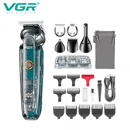 Машинка для стрижки VGR V-102 акумуляторна, для бороди та тіла, з насадками - мініатюра 2