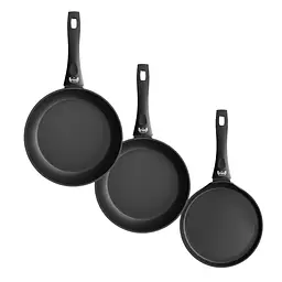 Набір сковорідок Krauff Koln млинця 24 см, 26 см і 28 см + Набір ножів Prime Chef