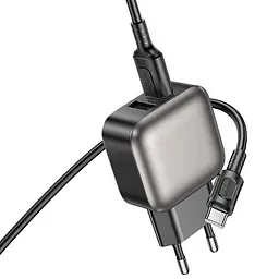 МЗП Borofone BAS51A Absolute 12W (2USB-A) + кабель USB to Type-C Black - мініатюра 4