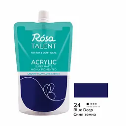 Фарба акрилова Синя темна (24) 200 мл ROSA Talent (4823098548812)