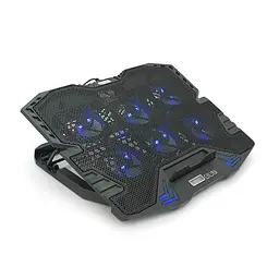 Підставка для ноутбука IceCoorel K8, 10-17", 6*70mm 1800 RPM±10%, корпус пластик+алюміній, 2xUSB2.0 + LCD, 365*297*30mm, Black, Box, Q18