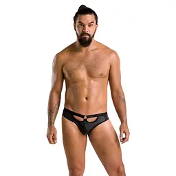Чоловічі сліпи з вирізами Passion 041 SLIP JOE L/XL Black, екошкіра, відкриті сідниці - мініатюра 3