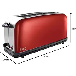 Тостер Russell Hobbs Classic, 1100Вт, метал, довгі слоти, червоний - мініатюра 2