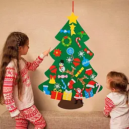 Дитяча ялинка з іграшками з фетру на стіну 95 х 70 см Chrismas Free