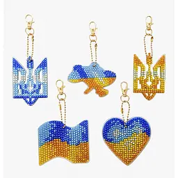 Набір брелків алмазна викладка "Символи України" ColorArt BR38, 5 шт
