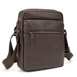 Месенджер класичний в гладкій шкірі коричневий Tiding Bag 8717C