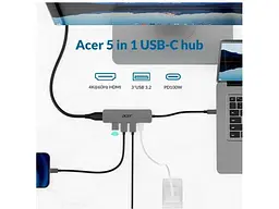 Док-станція для ноутбука Acer 5-IN-1 Grey (HP.DSCAB.021) - мініатюра 7
