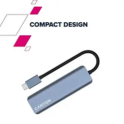 USB-Хаб Canyon USB-хаб DS-18 5in1 USB-C Grey (CNS-TDS18) - мініатюра 6