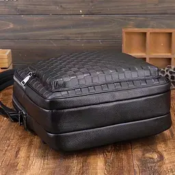 Рюкзак чоловічий шкіряний міський для ноутбука та документів Tiding Bag 13292 чорний - мініатюра 7