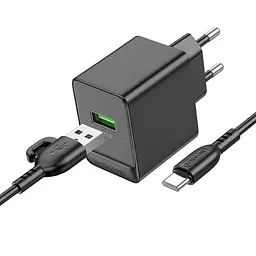 Мережевий зарядний пристрій Borofone BAS12A Erudite single port 18W/QC3.0/1USB + Type-C чорний - мініатюра 5