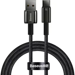 Кабель Baseus Tungsten Gold Fast Charging Data Cable USB to Type-C 100W 1m Black - мініатюра 2