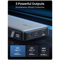 Батарея універсальна Ugreen 25000 mAh 145W Fast Charging Space Gray (U_90597A) - мініатюра 8