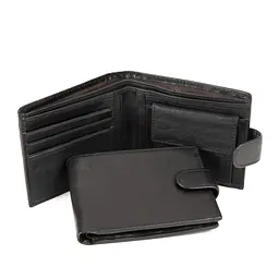 Чорне портмоне на кнопці з монетницею Tiding Bag M39-8069BRA - мініатюра 2