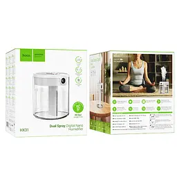 Зволожувач повітря Hoco HX31 Dual spray humidifier with digital display White - мініатюра 4