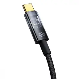 Кабель Baseus Explorer Series Auto Power-Off Type-C to Type-C 100W (1m) black (P10319703111-00) - мініатюра 7