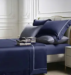 Комплект постільної білизни Lovely Svi сатин люкс 300ТС (135г/м2) Євро Navy Blue (260326) - мініатюра 3