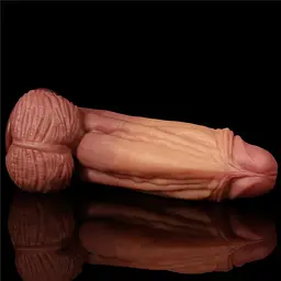 Фалоімітатор LoveToy Dual layered Platinum Silicone 24.5 см тілесний - мініатюра 3