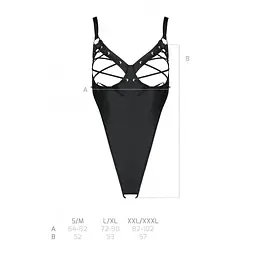 Боді з екошкіри Passion CELIN BODY L/XL, black, з доступом, відкритий - мініатюра 7