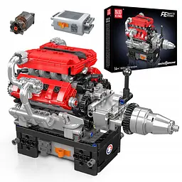 Конструктор двигун Mould King Ferrari V8 моторизований восьмициліндровий для дітей та дорослих мотор 750 деталей