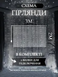Світлодіодна штора на вікно новорічна гірлянда Холодний білий (30307092) - мініатюра 4