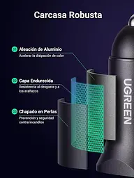 Автомобільний зарядний пристрій Ugreen 30W PD Quick Charge 3.0 Black (CD130) - мініатюра 4