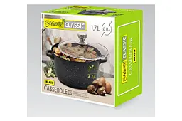 Каструля зі скляною антипригарною кришкою Maestro MR-4218 18 см x 1.7 л Granite литий алюміній - мініатюра 2