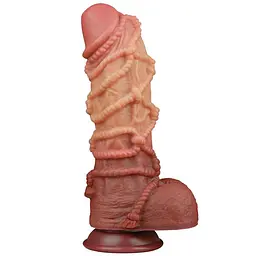 Фалоімітатор - Dual-Layered Silicone Cock With Rope 10.5" Flesh - мініатюра 2